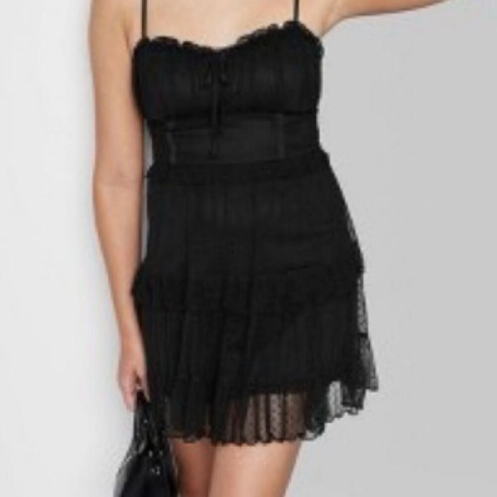 Coquette homecoming whimsigoth Wild fable witchy grunge formal XS Black Dress